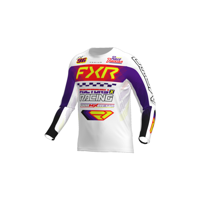 FXR Yth Podium MX Jersey 26 White/Purple/Red