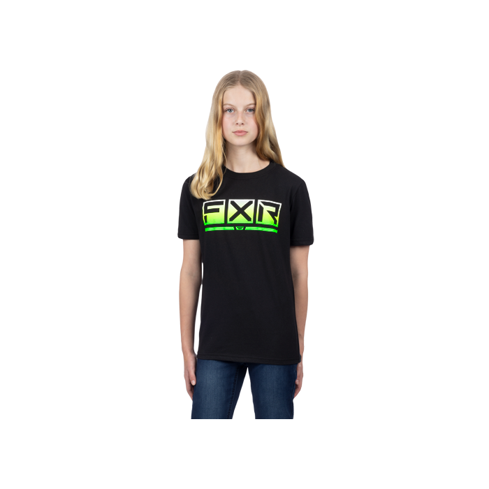 FXR Yth Podium Prem Shirt 24 BK/Glowstick