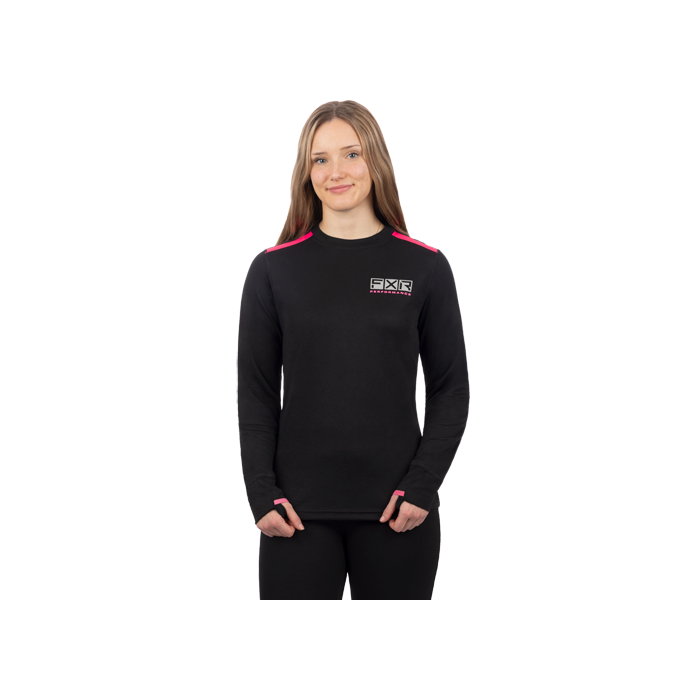 FXR Women Vapour Merino Longsleeve Black/Elec Pink