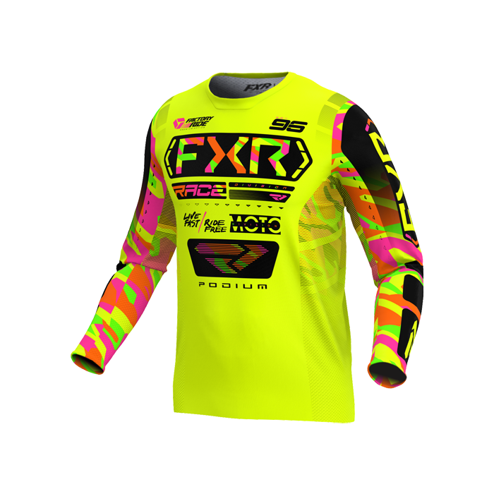 FXR PODIUM MX JERSEY 25 HIVIS/SHERBET CAMO