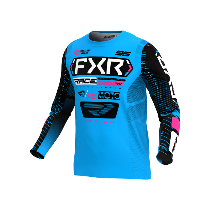 FXR YTH PODIUM MX JERSEY 25 CYAN/BLACK/PINK