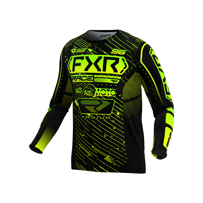 FXR YTH PODIUM MX JERSEY 25 BLACK/HIVIS/LIME