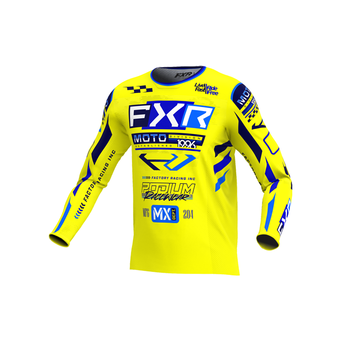 FXR PODIUM GLADIATOR MX JERSEY 25 YELLOW/NAVY/BLUE