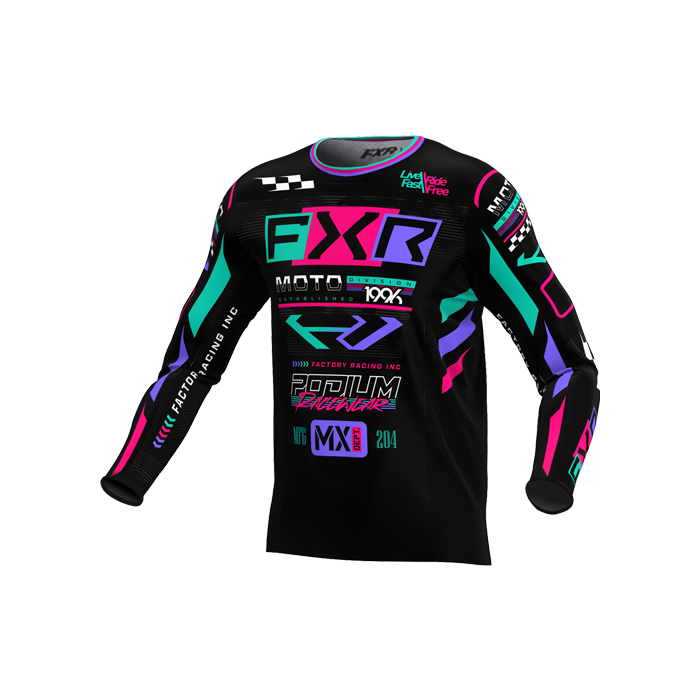 FXR PODIUM GLADIATOR MX JERSEY 25 BK/CORAL/MINT