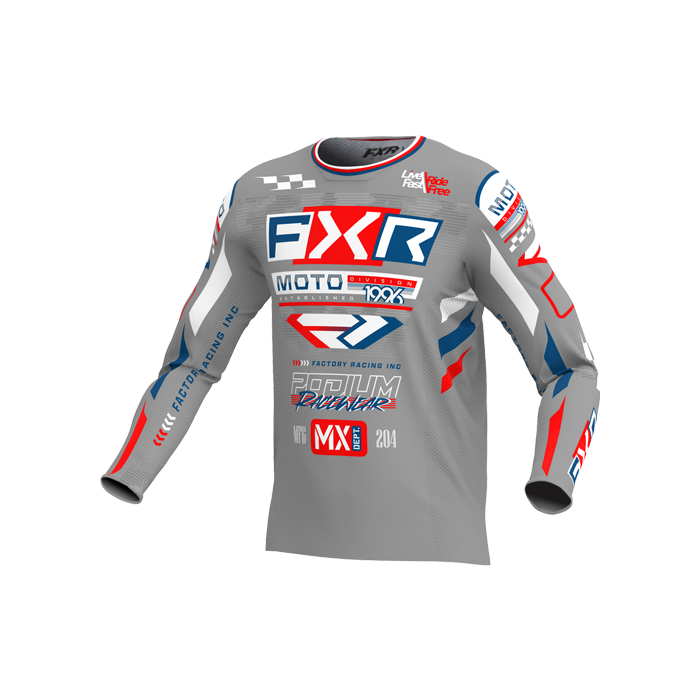 FXR PODIUM GLADIATOR MX JERSEY 25 GREY/WHITE/RED