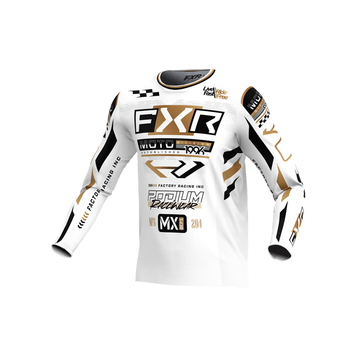 FXR PODIUM GLADIATOR MX JERSEY 25 WHITE/BLACK/GOLD