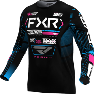 FXR YTH PODIUM MX JERSEY 25 BLACK/CYAN/PINK