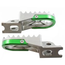 TMV Footpegs Kawasaki Steel With Green Aluminium U-plate KXF250 06-** / KXF450 07-**