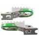 TMV Footpegs Kawasaki Steel With Green Aluminium U-plate KXF250 06-** / KXF450 07-**