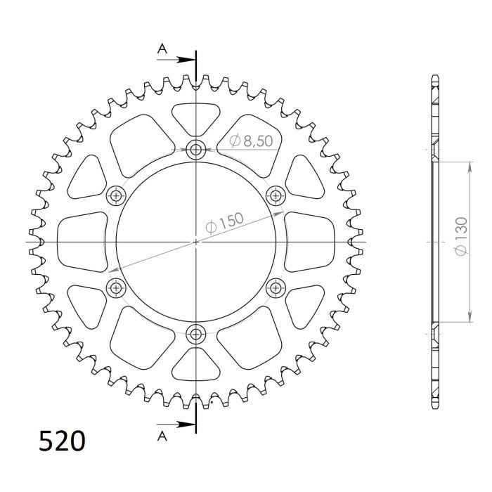Supersprox Rear Sprocket Alu RAL-245:52 Black