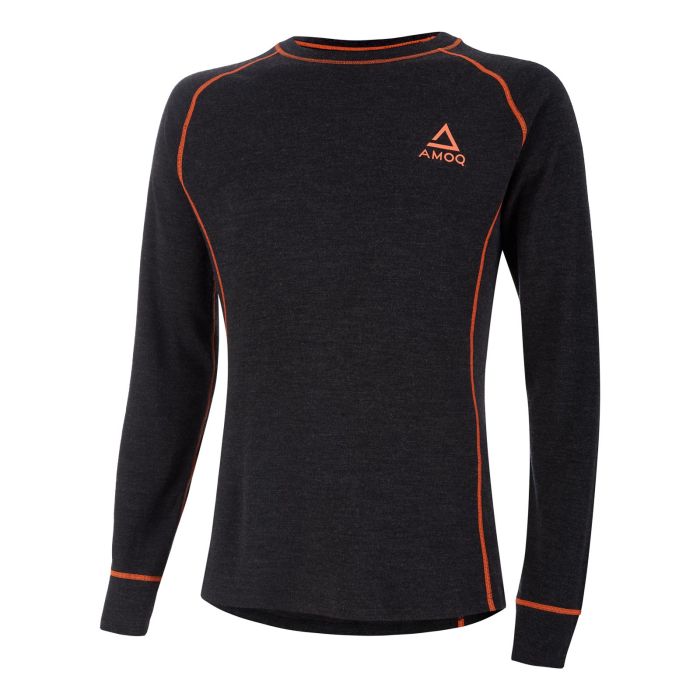 AMOQ 100% Merino Base Layer Jersey Gray/Orange, M