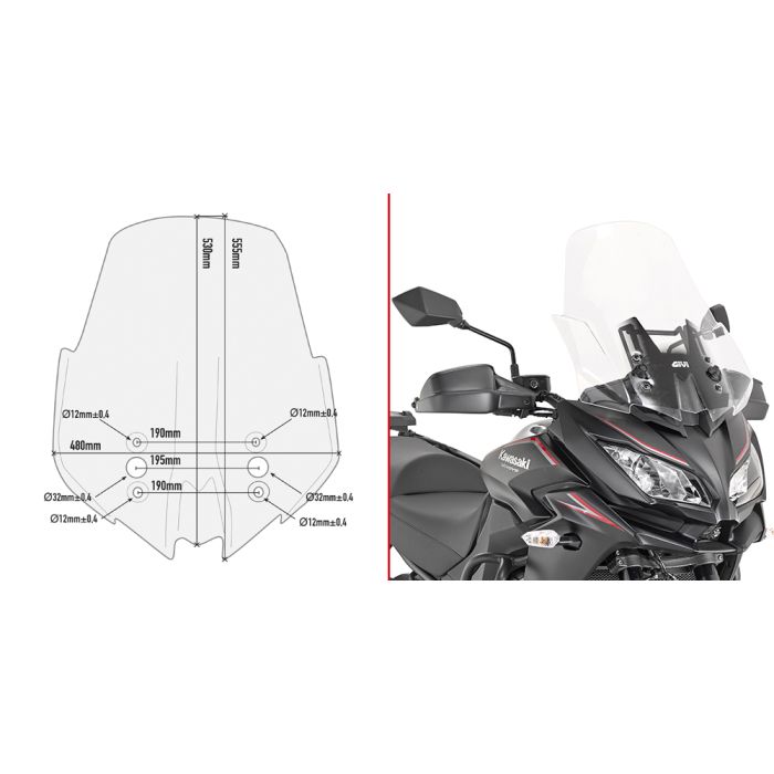 Specific screen transparent 53 x 48 cm (H x W) Versys 1000 (